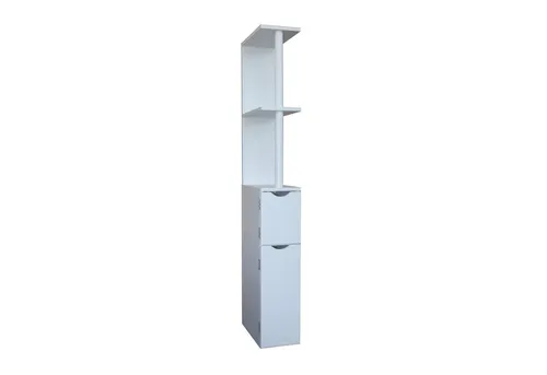 Raumteilerregal Thekla 118 cm Weiß - Regal & Aufbewahrung: Praktisches Nischenregal mit 4 Fächern für optimalen Stauraum, ideal für kleine Räume und stilvolle Raumtrennung.