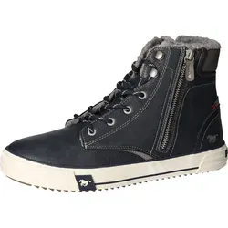 MUSTANG Herren High Top Sneaker Blau EU 44 - Wanderschuhe mit Warmfutter und seitlichem Reißverschluss, ideal für kalte Tage und stilvolle Outdoor-Abenteuer.