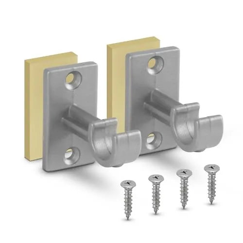 Bestlivings 8er Pack Ersatzträger für Gardinenstangen bis Ø 12 mm in Silber (L 3,5 cm), Träger für Cafehausstangen, Scheibenstangen