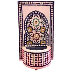 Marrakesch Orient & Mediterran Interior Zimmerbrunnen - Handgefertigter Gartenbrunnen mit original marokkanischem Mosaik, ideal für Innen- und Außenbereiche, sorgt für entspannendes Ambiente in Ihrem Garten.