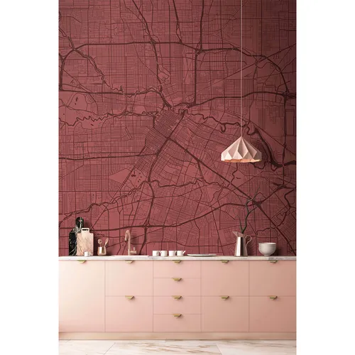 Fototapete Stadtkarte City Map rot schwarz Premium Vlies (23,10€/1qm)