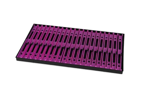 Fox Matrix Wickler Tablett 26cm Lila mit 21 Spulmaschinen - Angelzubehör für Friedfischangeln, robustes Tablett für 21 Wickler, ideal für vielseitige Vorfächer und einfache Handhabung.