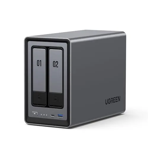 UGREEN NASync DXP2800 2-Bay NAS Server - Network Attached Storage (NAS) Gehäuse mit Intel N100 Quad-Core und 8GB DDR5 für schnelle Datenübertragung und maximale Sicherheit. Ideal für Heim und Büro, ohne laufende Cloud-Kosten.