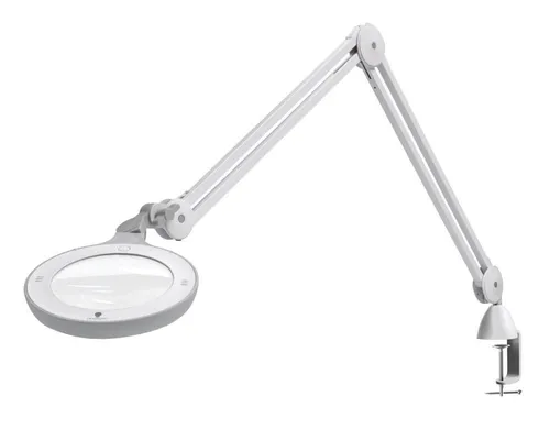 Daylight Omega 5 Lupenleuchte - dimmbar mit 2 Glaslinsen 3D + 5D - Die Daylight Omega 5 Lupenleuchte bietet eine präzise Vergrößerung von bis zu 2,25X. Mit vier dimmbaren Helligkeitsstufen und flexiblem Arm ist sie ideal für professionelle Anwendungen in Schönheitssalons und Handwerksbereichen.