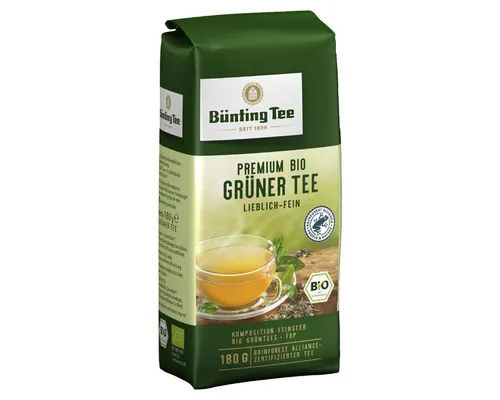 Bünting Bio Grüner Tee 180g - Hochwertiger Genuss - Genießen Sie den aromatischen Bünting Bio Grüner Tee 180g. Dieser Tee überzeugt durch seine sorgfältige Auswahl und ist ideal für entspannte Momente. Kühl und trocken lagern.