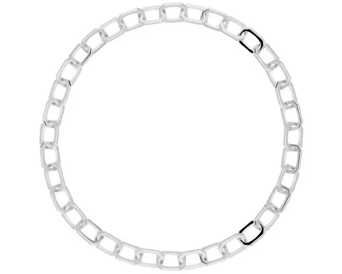 P D Paola Damen-Halskette Signature Chain silberfarben - Trendige Kette aus poliertem Messing mit Rhodium-Beschichtung, achteckige Kettengliederung, individuell verstellbare Länge bis 52,5 cm, ideal für jeden Anlass.