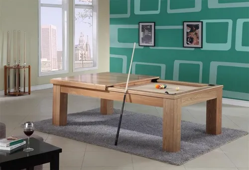 Pooltisch Billardtisch 2-in-1 mit Abdeckung - Multifunktionstisch für Spaß und Freizeit, in Braun, 7 Fuß groß mit den Maßen 234 x 135 x 85 cm – ideal für gesellige Abende.