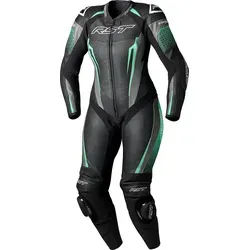 RST TracTech Evo 5 Lederkombi 1tlg. Damen - Schwarz/Grau/Türkis - M - Motorradkombis, optimierte Ergonomie für perfekte Passform und Komfort, mit Level 2 Schutz und AAA CE-Zertifizierung für ultimativen Schutz beim Fahren.