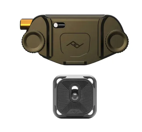 Peak Design Capture Clip V3 mit Arca Wechselplatte Kelp - Kamerazubehör für Fotografen, schnell und sicher im Einsatz mit Arca-kompatibler Wechselplatte für müheloses Anbringen und Abnehmen.