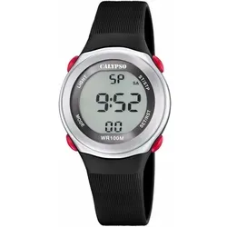 Calypso Kinderuhr Digitaluhr Armbanduhr schwarz K5822/6 - Stylische Digitaluhr für Kinder mit Stoppuhr, Alarm und wasserdicht bis 10 ATM. Das robuste Kunststoffarmband bietet hohen Tragekomfort. Ideal für aktive Kids!