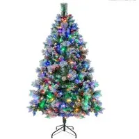 COSTWAY 180cm Künstlicher Weihnachtsbaum LED - Künstlicher Weihnachtsbaum mit 350 LED-Lichtern und 11 Lichtmodi, feuerfest und antiallergisch, ideal für ein festliches Ambiente in jedem Raum.