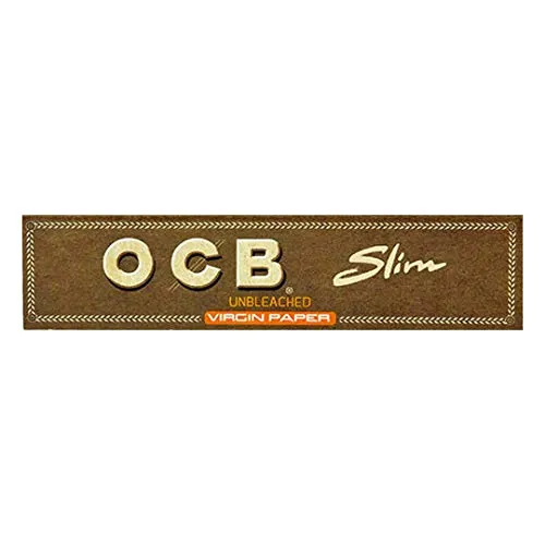 OCB UNBLEACHED SLIM Virgin Paper King Size Slim Cigarette Rolling Papers (15)
