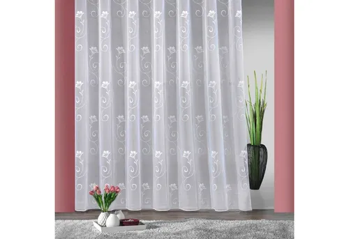 Weckbrodt Gardine Lilly, halbtransparent und floral - Fertiggardine aus strukturiertem Jacquard mit Smokband, ideal für ein elegantes Ambiente und pflegeleichtes Material.