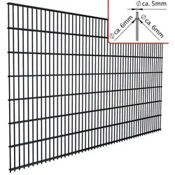 Doppelstabmatte Element 2,5 m - Gittermatte Zaunelement in Anthrazitgrau, robust und ideal für dekorative Zäune