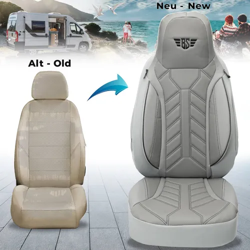 BREMER SITZBEZÜGE für La Marca Ducato Jumper Boxer (DPL508) - Hochwertige Autositzbezüge in Grau, ideal für Schutz und Komfort während längerer Fahrten, passend für Fiat Ducato 250, Citroen Jumper und Peugeot Boxer.