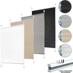 Blickdichtes Plissee Faltrollo Klemmfix 80cm - 220cm Weiß - Das Plissee Faltrollo bietet effektiven Sichtschutz und ist einfach ohne Bohren zu montieren. Der zentrale Verstellmechanismus ermöglicht eine individuelle Anpassung der Höhe für optimalen Lichteinfall.