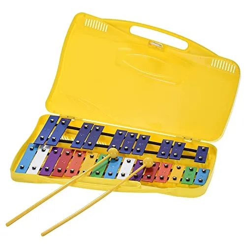 Btuty 25-töniges Glockenspiel Xylophon, G–G Tonumfang, Metallklangplatten, Musikalisches Lerninstrument mit Tragetasche & 2 Schlägeln für Jugendliche & Anfänger