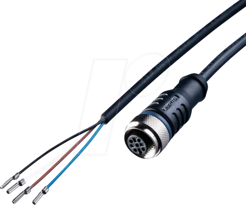 L2W 200100-04 - 5 m Sensor Kabel mit M12 Buchse - Industrie- und Maschinenleuchten, 5 m lang, 4-adrig, ideal für den Anschluss von LED2WORK 24V DC Leuchten mit M12-A Anschluss.