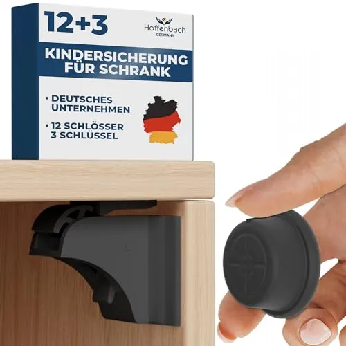 Hoffenbach Magnetische Kindersicherung 12 Schlösser + 3 Schlüssel – Unsichtbare Schranksicherung - Schützen Sie Ihre Möbel stilvoll mit der unsichtbaren magnetischen Kindersicherung. Einfache Installation ohne Bohren und zuverlässige Befestigung für langanhaltenden Schutz.