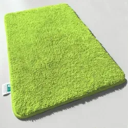 FLOORDIREKT Badematte Sky - Flauschiger Badvorleger mit dichtem Flor - Eckig - Apfelgrün - 50 x 80 cm