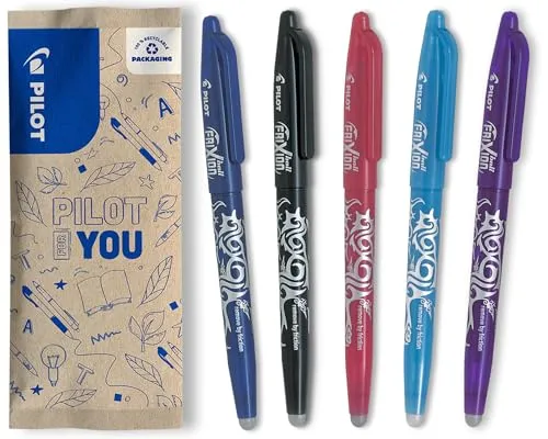 PILOT FriXion Ball 0.7 Set – 5 Stück: Blau/Hellbl/Schwarz/Pink/Violett, Radierbare Tintenroller 0,4mm Strichstärke, angenehme Schreibführung beim Schreiben, thermosensitive Tinte, austauschbare Mine