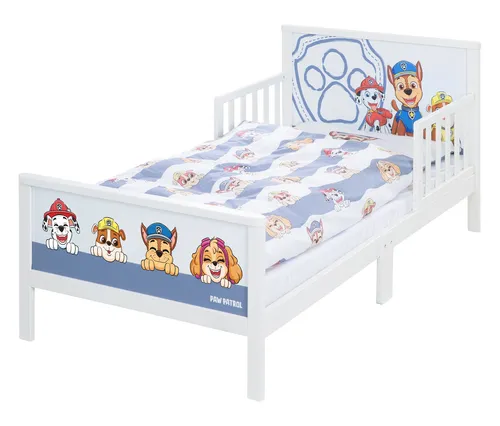 roba Kinderbett Paw Patrol 70 x 140 cm mit Bettwäsche & Lattenrost - Betten für Kleinkinder, ideal für Fans von Paw Patrol - inkl. schützenden Seitengittern und hochwertiger Bettwäsche für süße Träume.