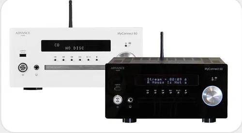 Advance Acoustic My Connect 60 - Weiss - Kompaktanlage mit 2x70 Watt Class AB-Verstärker, bietet Streaming von Spotify, Deezer und mehr. Elegantes Design mit DAB+ und vielseitigen Anschlussmöglichkeiten.