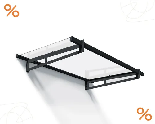 Palram-Canopia Vordach BREMEN 1500 - 4mm Acryl grau/klar - Markisen & Terrassenüberdachungen, UV-beständig und langlebig, ideal für den Schutz vor Witterungseinflüssen, inklusive Befestigungsmaterial