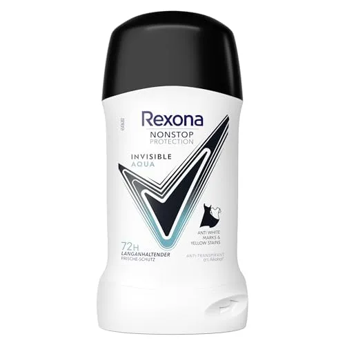 Rexona Nonstop Protection Anti Transpirant Stick Invisible Aqua Deodorant mit 72 Stunden Schutz vor Schweiß und Körpergeruch 50 ml