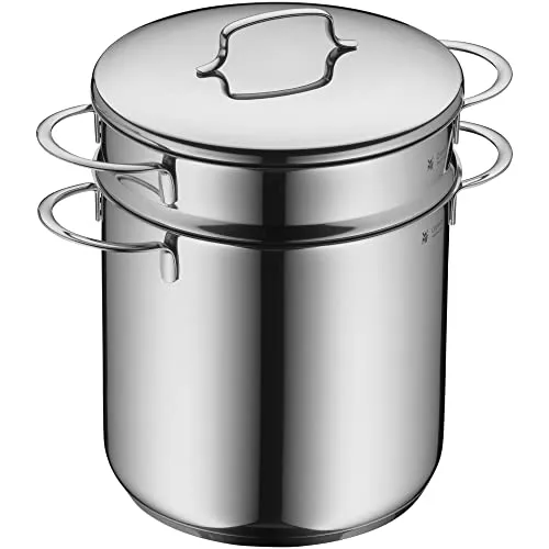 WMF Nudeltopf 18cm - Induktion Kochtopf mit Metalldeckel - Kochtopf aus hochwertigem Edelstahl, ideal für die Zubereitung von Nudeln und Dämpfen, perfekt für kleine Haushalte.