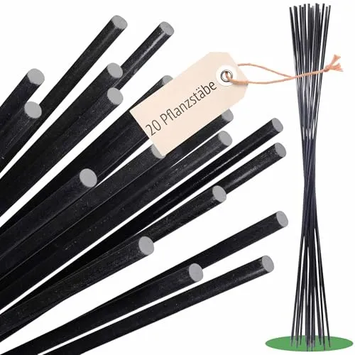 ORANGE DEAL 20 sehr stabile Pflanzstäbe, Stäbe für Pflanzen, 1m x 7mm schwarz, Pflanzstab, Rankstab, Pflanzenstab, Rankstäbe, Tomatenstäbe, Tomatenstangen, Bohnenstangen, Pflanzenstäbe