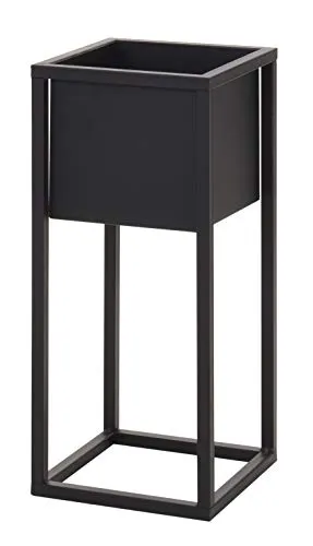 Blumentopf mit Gestell Metall schwarz, 50 cm Höhe - Stylischer Pflanztopf mit hohem Metallgestell in Schwarz, ideal für Balkon und Terrasse. Fertig montiert und bereit zum Bepflanzen – gestalten Sie Ihren eigenen Kräutergarten!