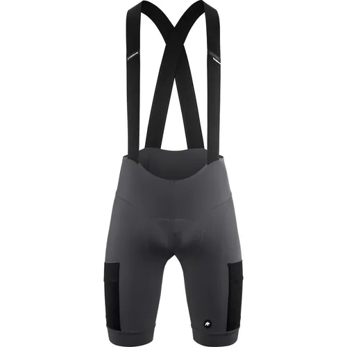 Assos Herren Tactica Kieskäfer Gravel Bib kurz (Größe S, grau) - Hochwertige kurze Bib-Radhose für Gravelbiker, bietet hervorragende Passform und Komfort auf langen Touren.