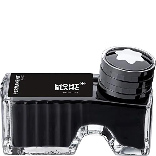 MONTBLANC Tintenfass Permanent Black 107755 – Hochwertige Tinte Schwarz – Schwarze Tinte dokumentenecht im Tintenglas 60ml