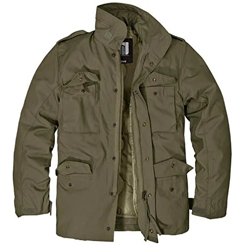 bw-online-shop M65 Standard Feldjacke (Sale) oliv, Größe 5XL - Funktionsjacke im Kultdesign, robust und pflegeleicht, ideal für Übergangs- und Wintertage mit versteckter Kapuze und verstellbaren Abschlüssen.