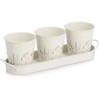 Zeller Kräutertopf-Set "Flowers" 4-tlg. Metall - Papierkörbe & Mülleimer, stilvolle Kräutertöpfe aus Metall im praktischen 4er-Set für eine dekorative Pflanzenpräsentation.