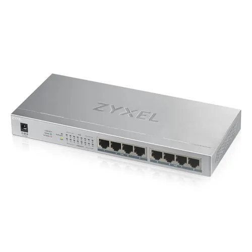 Zyxel Gigabit PoE+ Switch GS1008HP - 8-Port Unmanaged Switch mit 60W PoE-Budget, energiesparend und lautlos für optimale Netzwerk-Performance