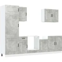 vidaXL 7-tlg. Küchenschrank-Set Kalmar Betongrau - Küchenunterschränke mit elegantem Design und viel Stauraum. Hergestellt aus robustem Holzwerkstoff, der feuchtigkeitsbeständig ist. Verstellbare Füße für optimale Anpassung an Ihre Kücheneinrichtung.