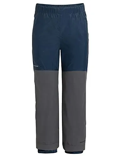 VAUDE Unisex Kinder Kids Escape Pants Vi Hose, Dark Sea, 92 EU - Kinder-Regenbekleidung: Robuste, wasserdichte Allround-Wetterhose mit Mitwachsfunktion für unvergessliche Outdoor-Abenteuer.