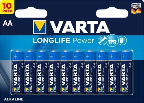 VARTA Batterien AA Longlife Power - 10 Stück Alkaline 1,5V, langlebig und ideal für energieintensive Geräte, bis zu 10 Jahre Haltbarkeit