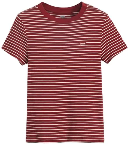 Levi's Damen Essential HM SS Tee T-Shirt, Maury Stripe Sundried Tomato Ground, XS