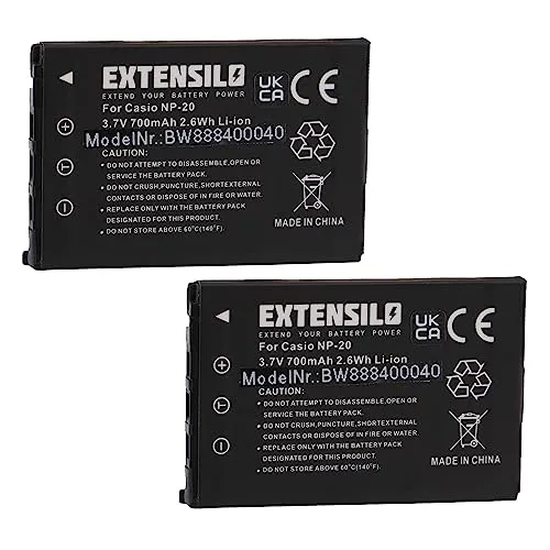 EXTENSILO 2X Akku kompatibel mit Casio Exilim EX-Z11, EX-Z12, EX-Z5, EX-Z4, EX-Z15, EX-Z6, EX-Z3, EX-Z18 Kamera (700 mAh, 3,7 V, Li-Ion)