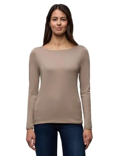 Street One Damen Basic Langarmshirt - U-Boot-Ausschnitt - Elegantes Langarmshirt mit U-Boot-Ausschnitt und blickdichter, doppellagiger Front. Hergestellt aus reiner Baumwolle für angenehmen Tragekomfort und vielseitige Kombinationsmöglichkeiten.