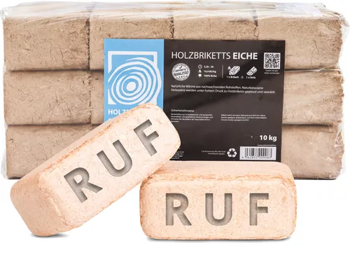 Holzbriketts RUF Eiche, 10kg, Brennholz Kamin Ofen Brikett Kohle Heizen Holz