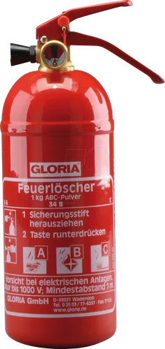Gloria Autolöscher 1kg mit Manometer und Kfz.-Halter - Feuerlöscher für KFZ und Boote, ideal gegen Brände der Klassen A, B, C. Mit Druckanzeige und nachfüllbar für dauerhafte Sicherheit.