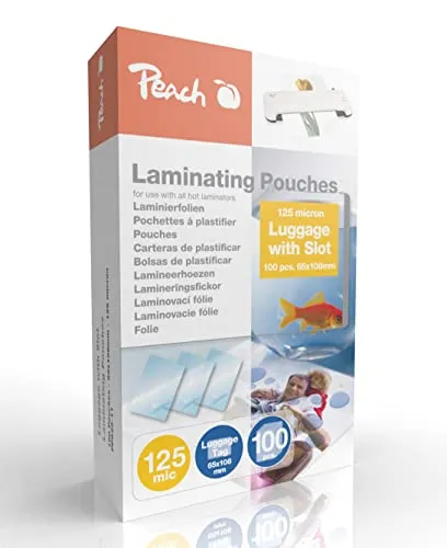 Peach Laminierfolien 65x108mm Gepäckanhänger - 125 mic - 100 pouches - glänzend - geeignet für alle Laminiergeräte - PP525-11