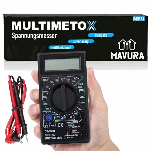 MULTIMETOX Tragbares LCD Digitales elektronisches Voltmeter, (Spannungsmesser Stromprüfer Strommessgerät Spannungstester Digital), Amperemeter Ohmmeter Volt Tester Digital Multimeter Messgerät