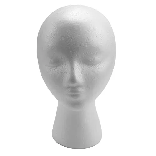 Dropfree 27,5 x 52cm unecht/Mannequin Kopf Weiblicher Schaum (Polystyrol) Aussteller Fuer Cap, Kopfhoerer, Haarzusaetze und Peruecken Frauen Mannequin Schaum