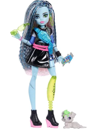 Mattel Monster High Frankie Puppe – Modepuppe für kreative Abenteuer - Entdecken Sie die Frankie Stein-Puppe aus Monster High! Mit ihrem einzigartigen Stil und 7 Zubehörteilen ist sie ideal für fantasievolles Spielen. Empfohlen für Kinder ab 4 Jahren.