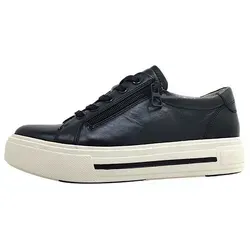 CAPRICE Damen Sneaker flach aus Leder mit Reißverschluss, Schwarz (Black Nappa), 37 EU - Damen-Sneaker mit AIRMOTION Sohlentechnologie für optimale Zirkulation und Komfort. Hochwertiges Leder und G-Weite sorgen für eine perfekte Passform und ein modisches Statement im Alltag.